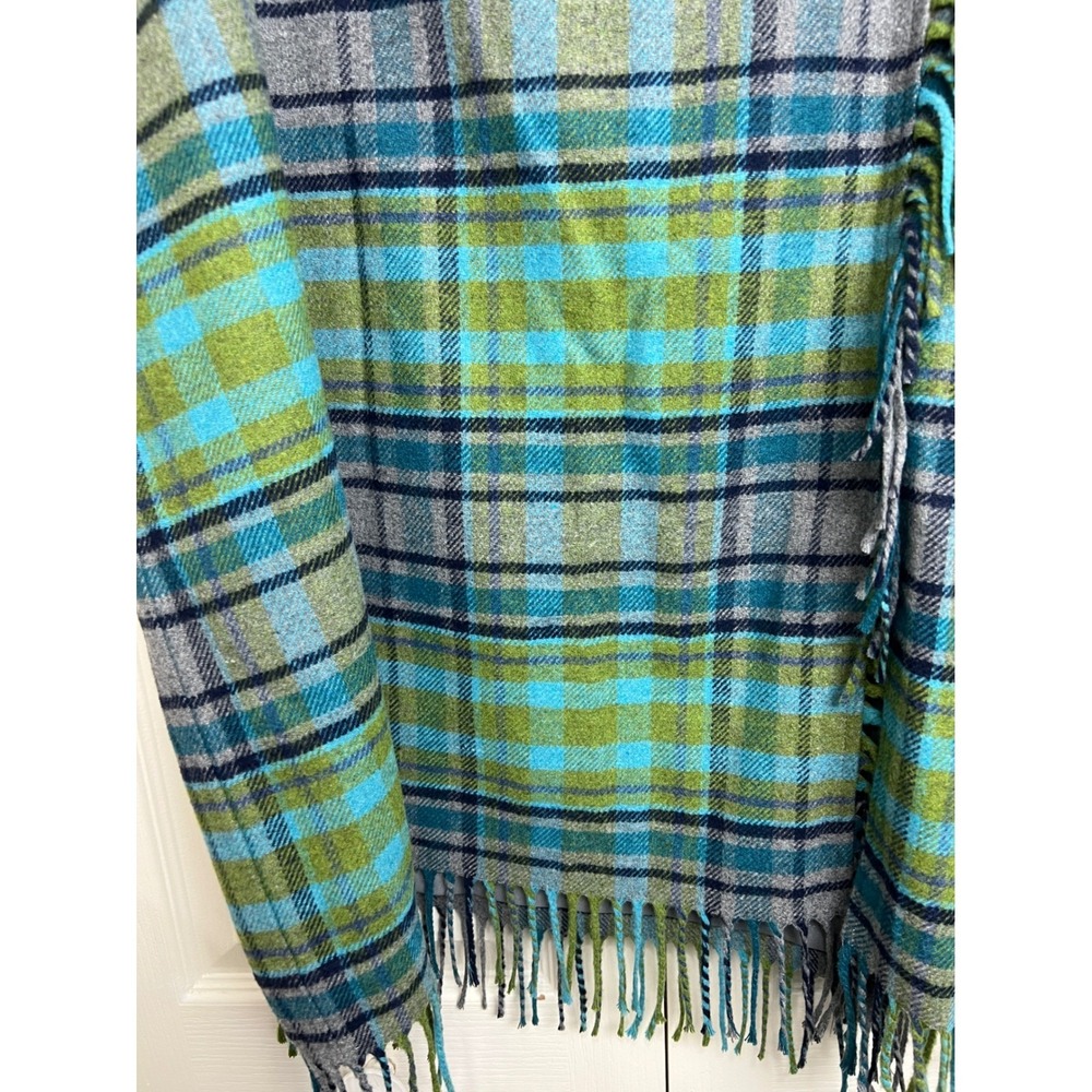 Plaid Fringe Wrap Skirt in Teal & Blue - Picture 7 of 13
